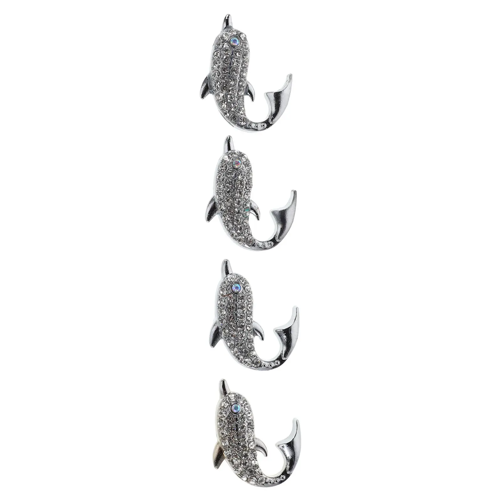 4Pcs Drawer Handles American Style Dolphin Knob Single Hole Sparkling Rhinestone Furniture Accessory Room Decor