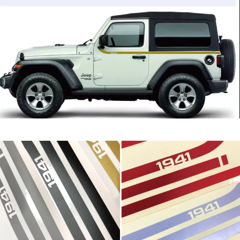 Precut Reflective Waistline Sticker 1941 Body Stripe Decal Graphics Decor Wrap Vinyl for Jeep Wrangler JL 4&2 Door 2018-2023