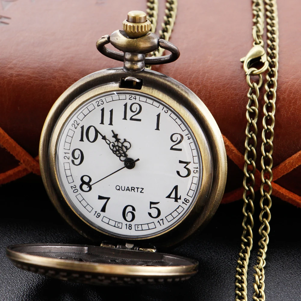 Bronze Hollow Peacock Quartz Pocket Watch Ordinary Digital Fob Chain Watch Fashion Pendant Necklace Clock Men's Children's Gift