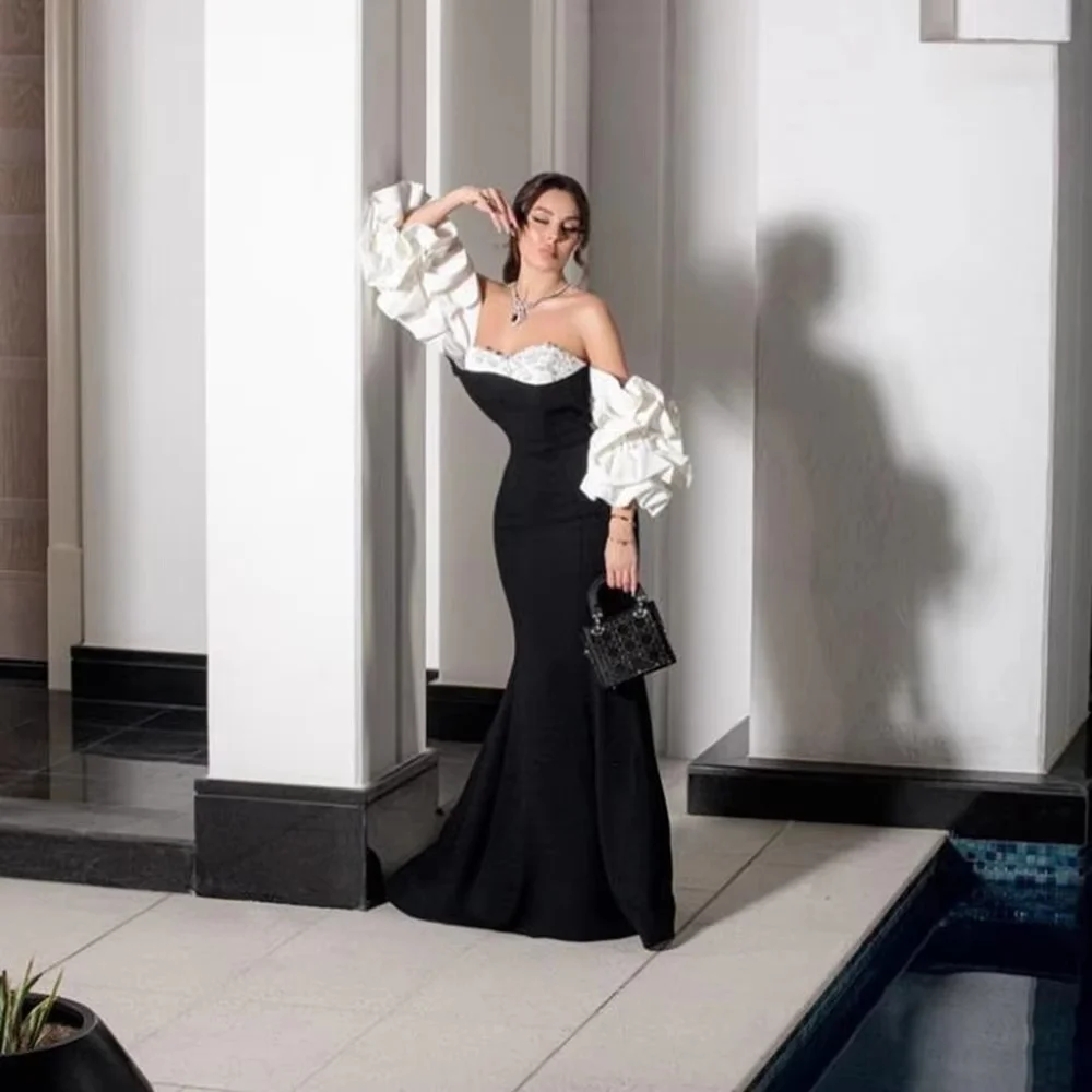 

Customized Exquisite Sleeveless Mermaid Evening Dress Charming Ruched Prom Dress Sexy Beading Sweetheart Party Gown فساتين سهرة