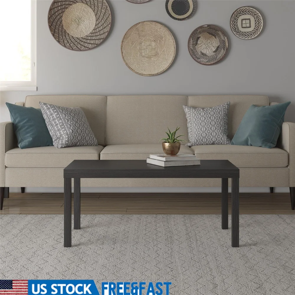 

Minimalist Espresso Coffee Table PVC Laminated Hollow Core Sturdy Design Lightweight Indoor Use Easy Assembly Small Space