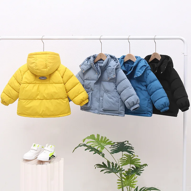 Winter children's cotton clothing boys and girls down jacket children's coat thickened hooded large pocket cotton jacket