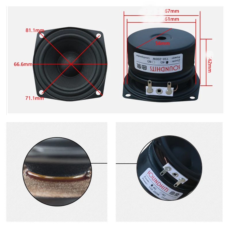 2.5 Polegada alto-falante de freqüência completa de alta fidelidade áudio em casa 15w falante febre diy 4-8ohm alto-falante modificado carro de alta fidelidade 1pcs