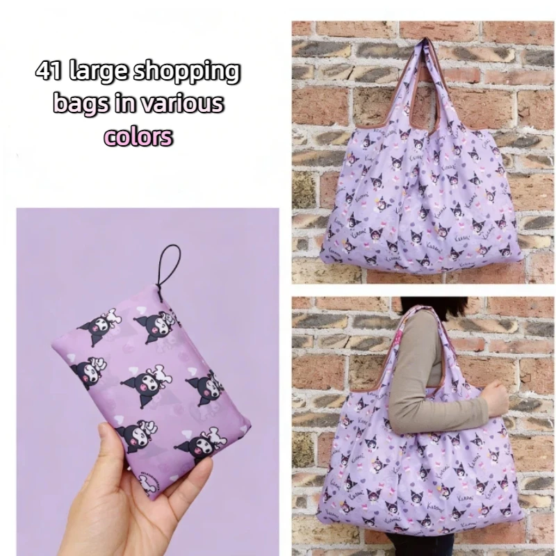 Nueva Bolsa de Compras Plegable Portátil de Hello Kitty, Bolsa Ecológica Grande, Bolso de Mano para Supermercado, Gran Capacidad, Impermeable
