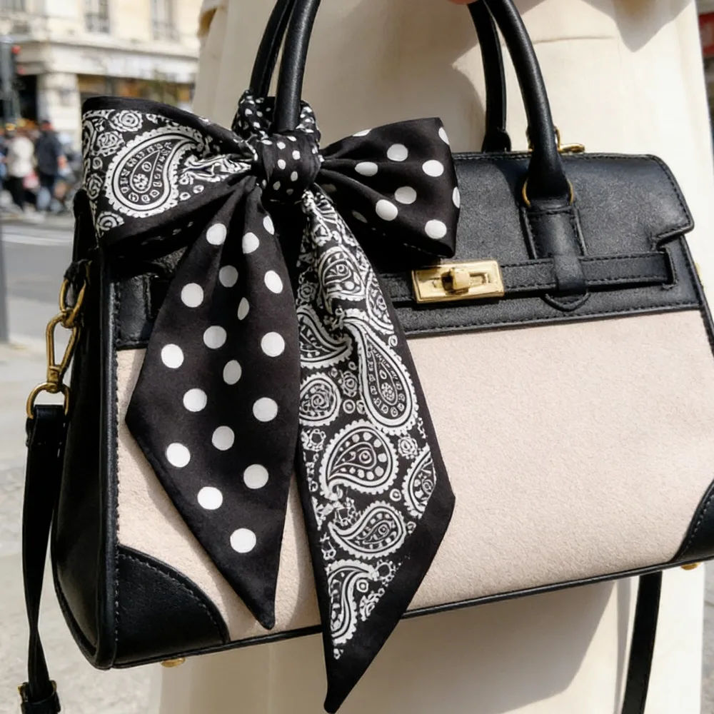 

Элегантный тонкий шелковый шарф, женский шарф для сумки, платок-повязка на голову