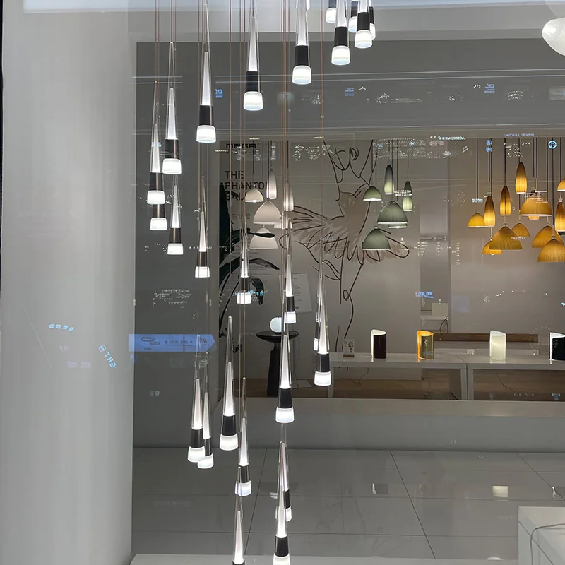 Luxury Home Decor Modern Decorative LED Light Ceiling Lamp Chandelier Office Spiral Staircase Lighting