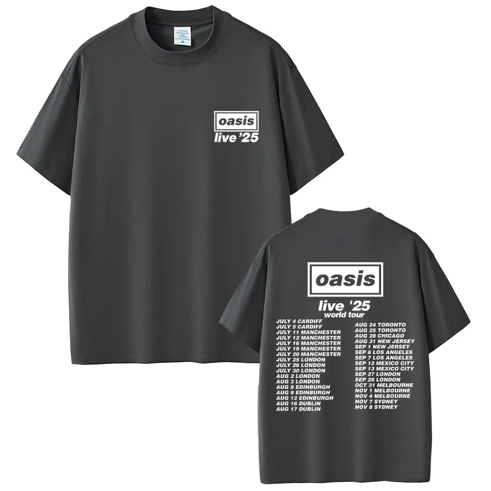 Rock Band O-Oasis Live 25 Tour T Shirt Men Women Gothic Vintage Oversized Tshirt Men's High Quality Cotton Short Sleeve T-shirts image 2