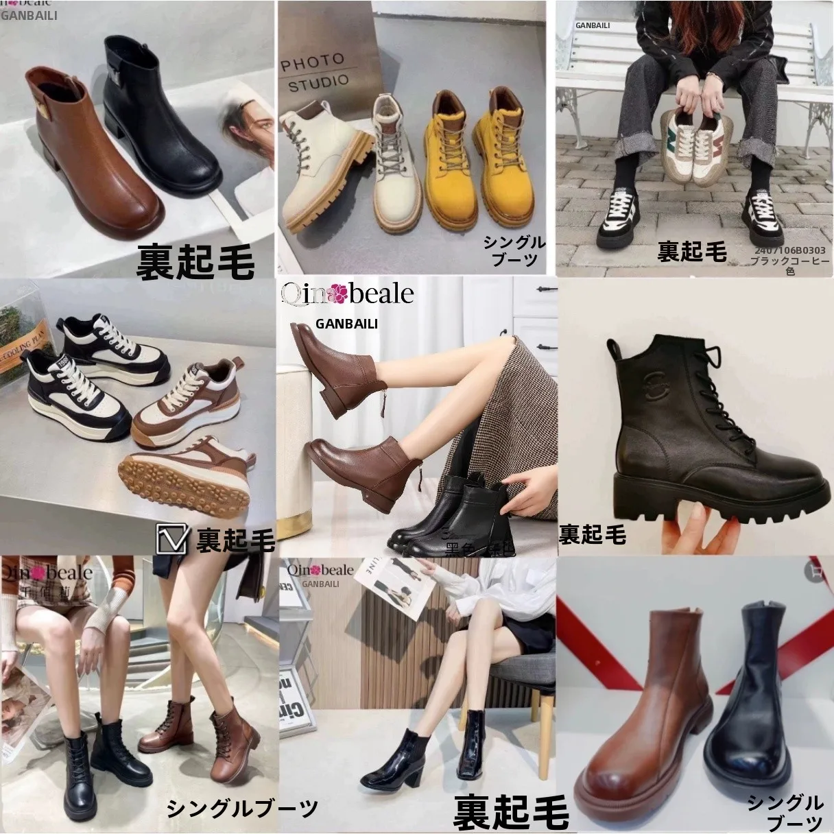 qin＆be-ort-boots-women's-faion-leather-boots-winter-warm-cross-bule-casual-round-toe-mid-heel-rubber-sole