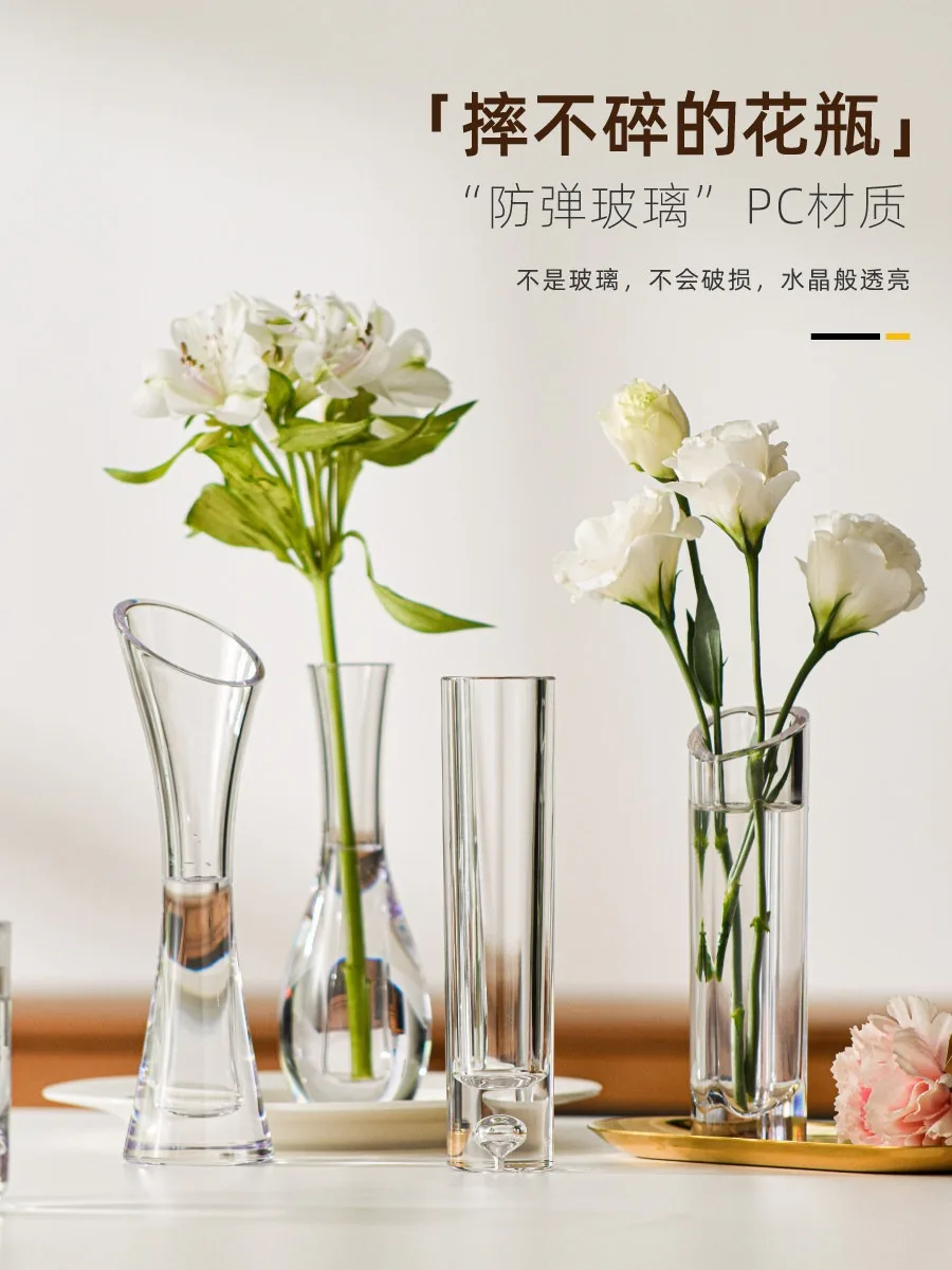 Simple Desktop Small Glass Vase Decoration Terrarium Transparent Flower Bottle Hydroponic Systems Living Room Home Decor