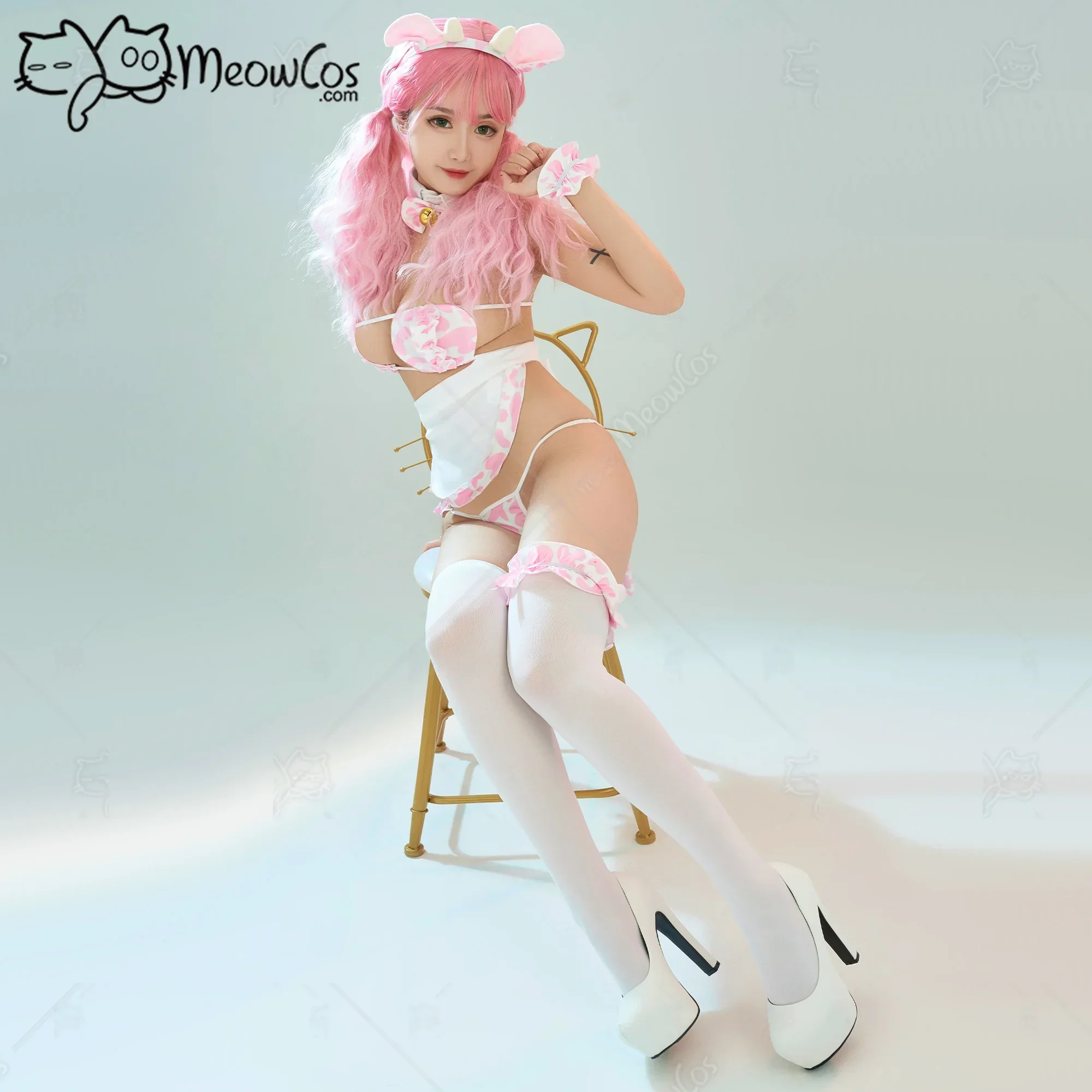 Meowcos Women Lingerie Set Princess King Boo Derivative Corset and Thong Kawaii and Sexy Sleepwear with Gloves and Thigh Socks