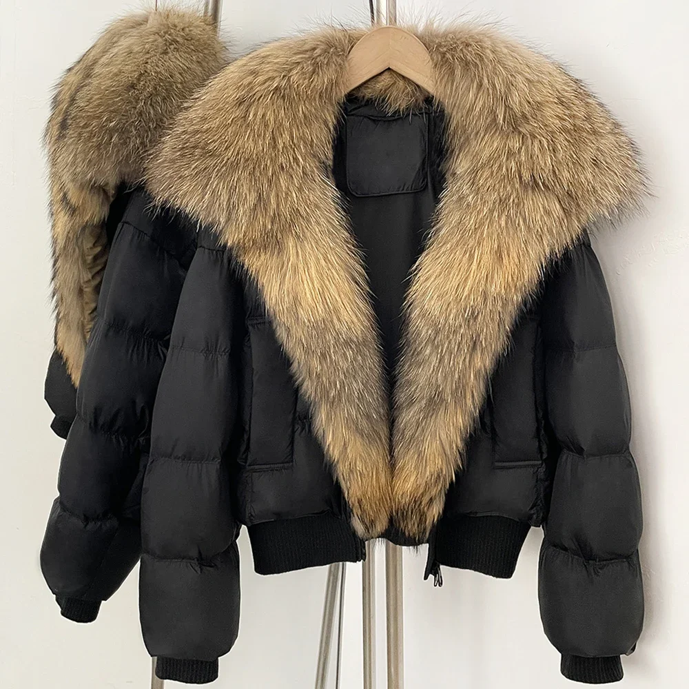 OFTBUY New Winter 90 Duck Down Jacket Women Real Fox Fur Short Warm Puffer Coat Female Fashion Casual Natural Fur Outerwear Lady