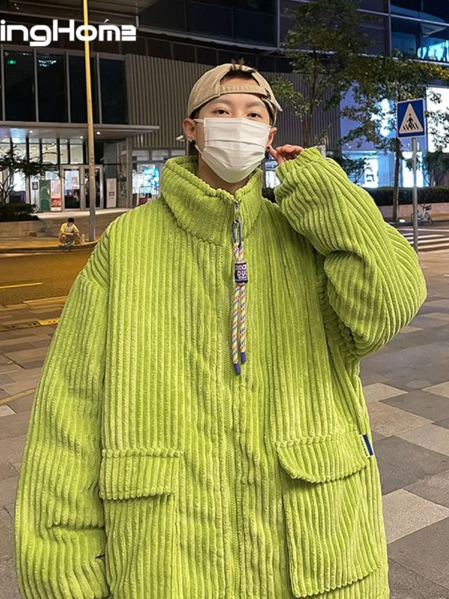 

Мужская свободная зимняя куртка из хлопка и вельвета, повседневная, утепленная, ветрозащитная, для пар, комфортная