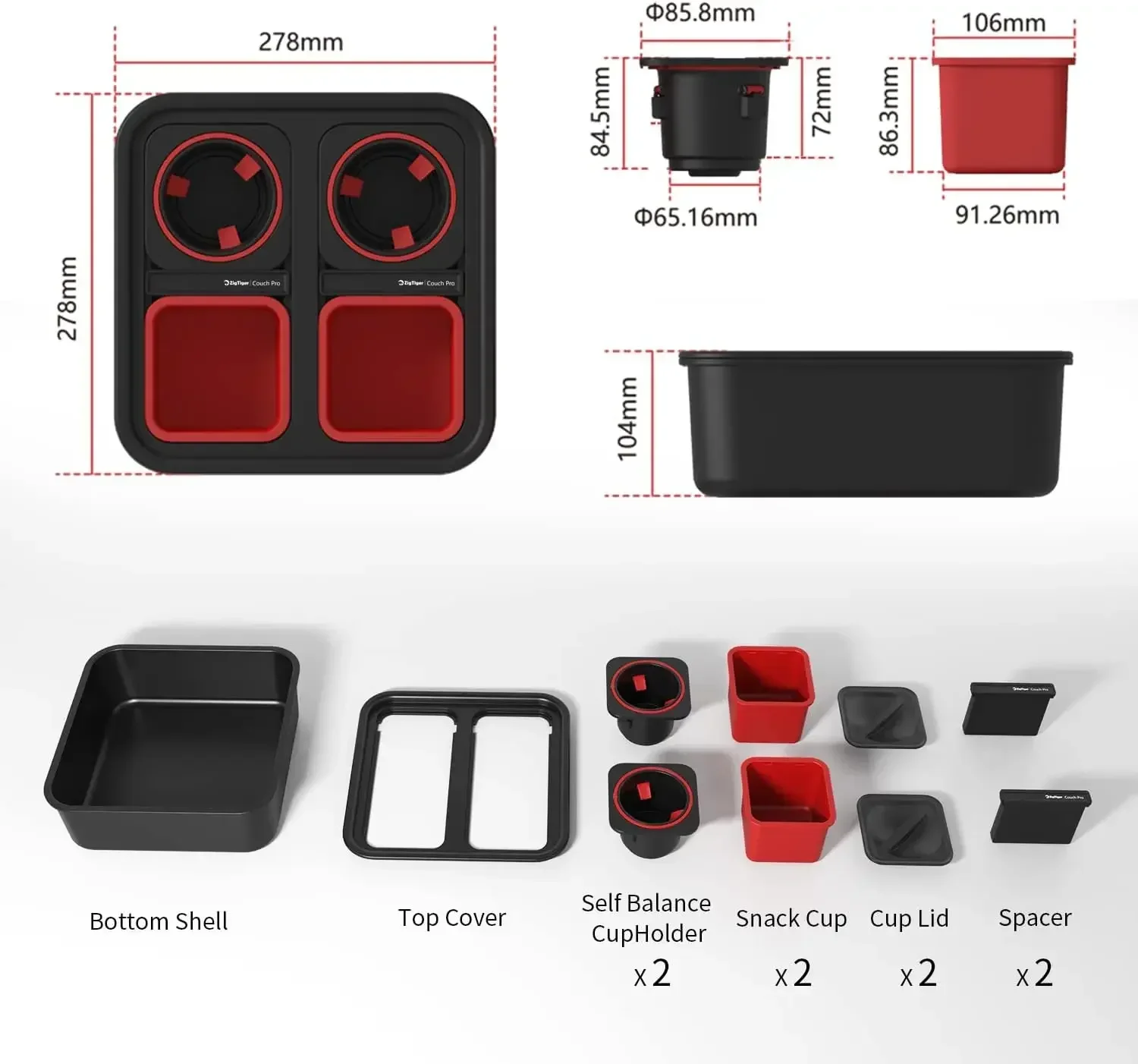 COUCH KIT Konsola Zewnętrzny kryty uchwyt na kubek PP Pudełko na przekąski Sofa Buddy Storage Box