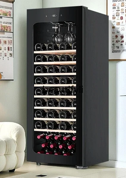 A01 خزانة مشروبات حمراء 196 لتر منزلية 84 زجاجات تبريد الرياح خالية من الصقيع مكتب غرفة المعيشة خزانة مشروبات طازجة مبردة #3