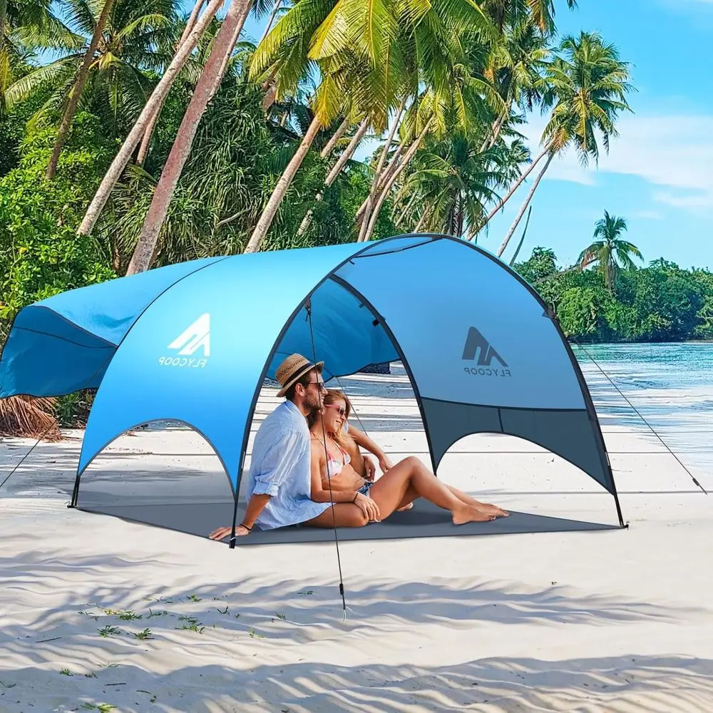 

Compact Beach Tent with 360° Ventilation, UV Protection, and Large Storage Pocket - Portable Sun Shelter (Blue, 90.5x59x53 with