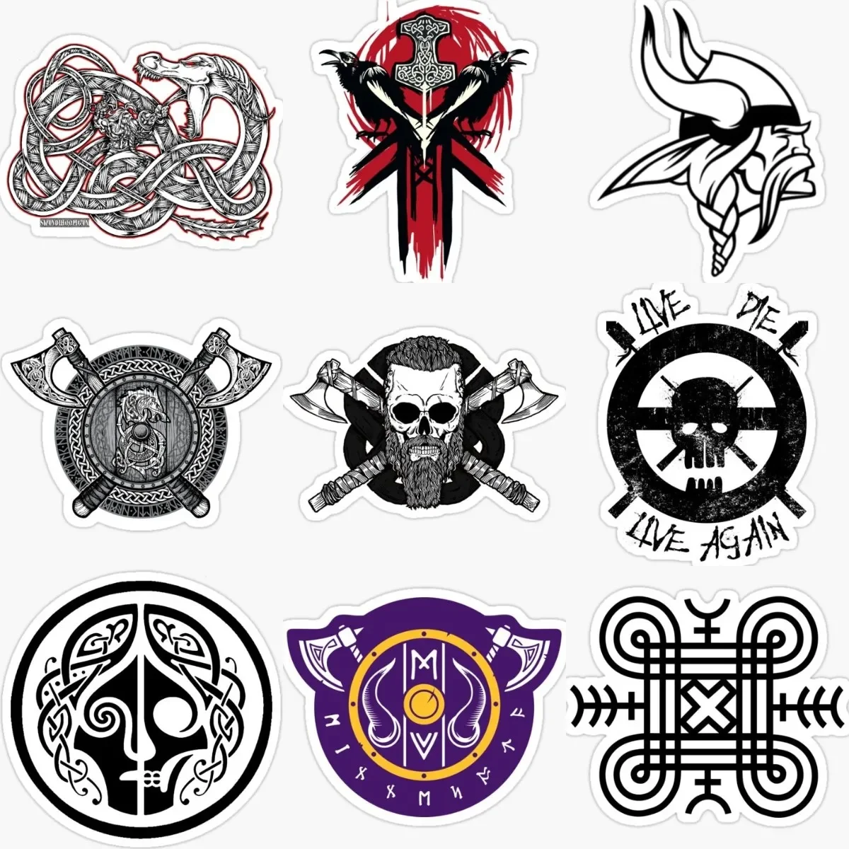 

Viking Warrior Skull Totems Creative Waterproof Stickers for Decorate Car Bicycle Wall Room Table Off-road Fridge Helmet Camper