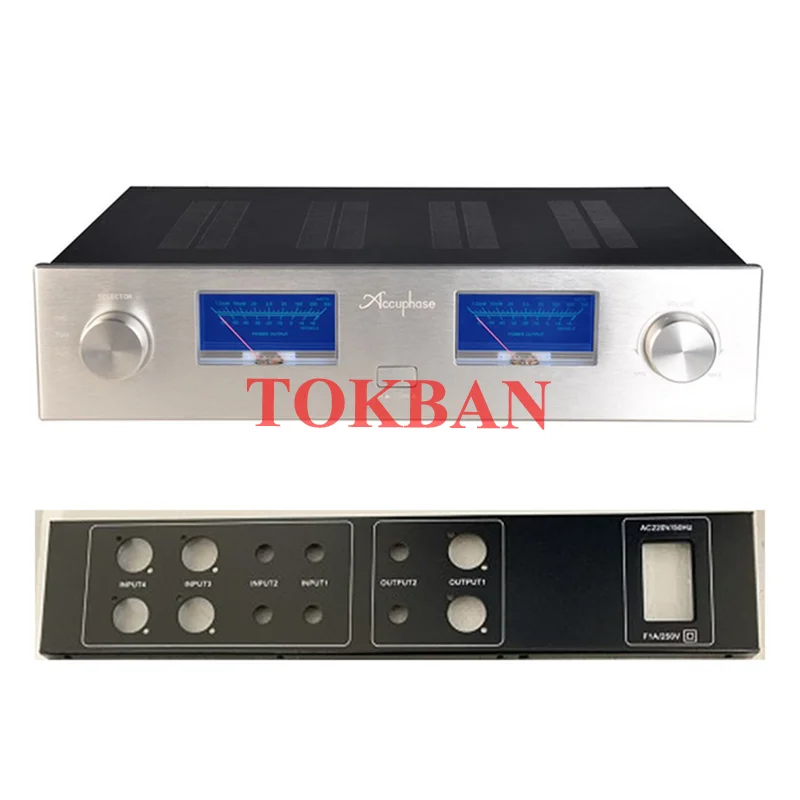 Tokban Accuphase 파워 앰프 인클로저 케이스, Mcintosh Vu 계량기 프리앰프 섀시 쉘, HIFI 앰프 DIY 박스, 430*340*95mm