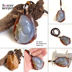 Hand Carved Fish Pendant With Long Necklace Real Natural Agate Crystal Original Skin Ore Animal Figurine Crafts Decor Gift BE113