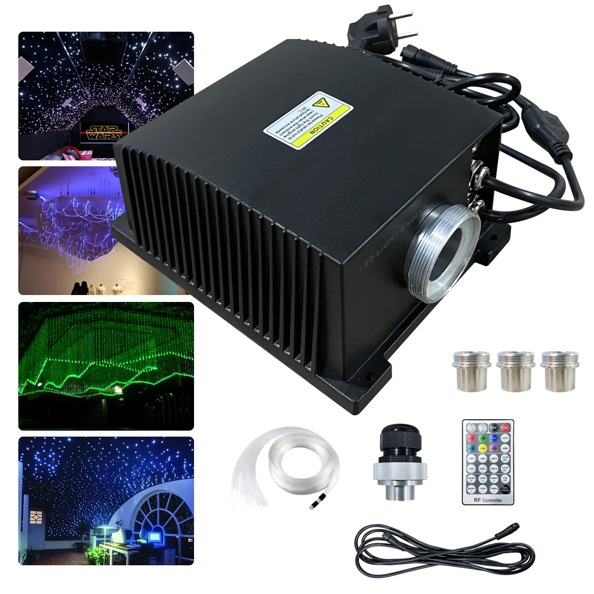 20W Dual-Head RGBW Fiber Optic LED Light Engine Aluminum Body Twinkle Wheel Effect IP65 Rated