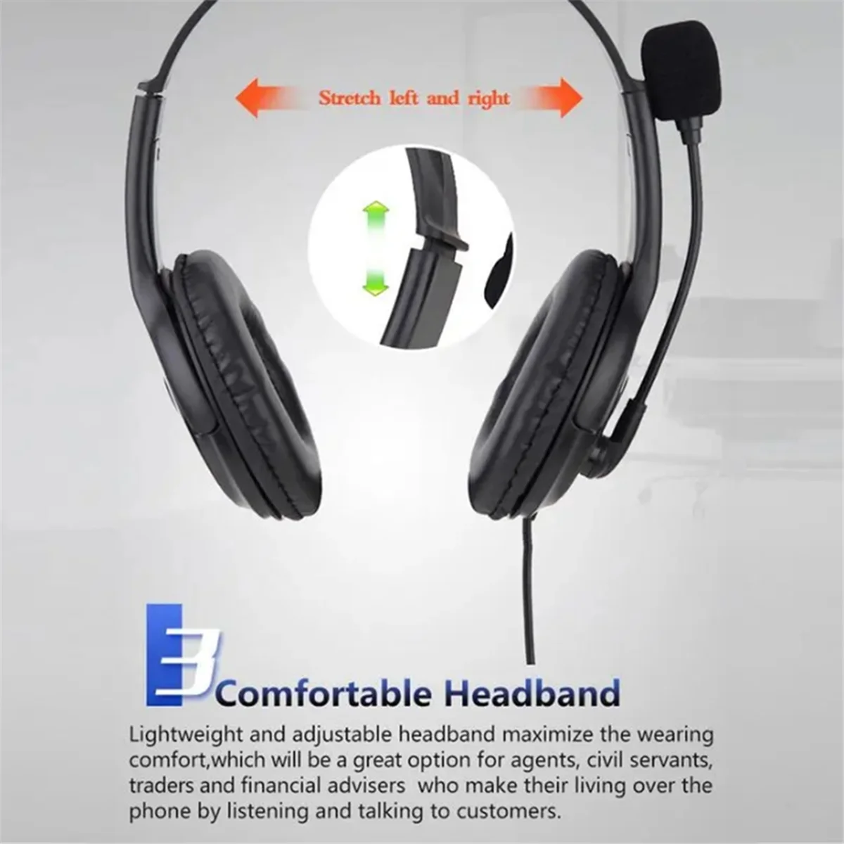 A24P Wired USB Headset Computer Teaching Telephone Headset with Microphone Type-C Suitable for Zoom Skype Office Call Center