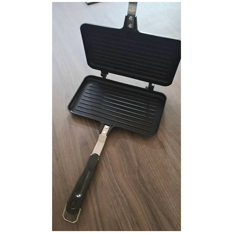 Sandwich-Bratmaschine, Press-Ei-Frühstück, doppelte Omelett-Kochpfanne, gegrillte Grillplatte, seitliches Kochgeschirr-T33C