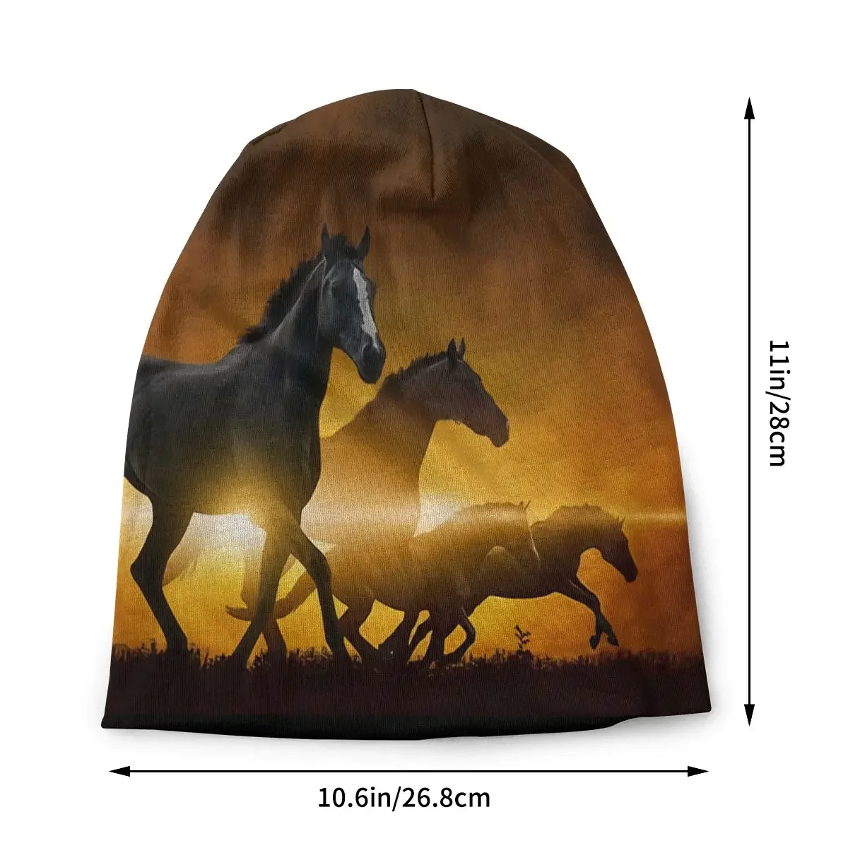 Wild Black Horses Hip Hop Unisex Bonnet Winter Hip Hop Double Layer Thin Hats For Men Women