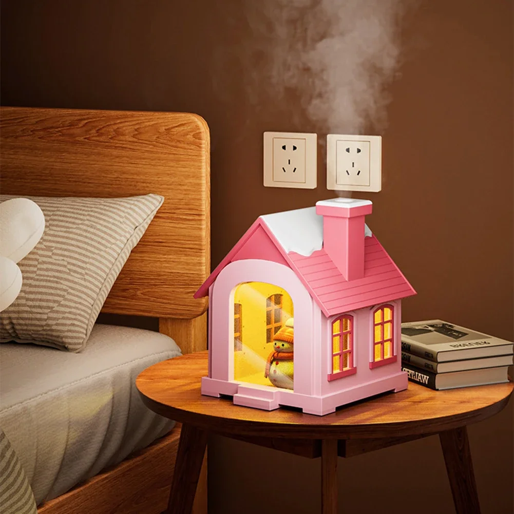 

Mini Snow House Humidifier Cute Desk Humidifier with Warm Light Ultra Quiet 2 Modes Mini Cool Mist Maker for Bedroom