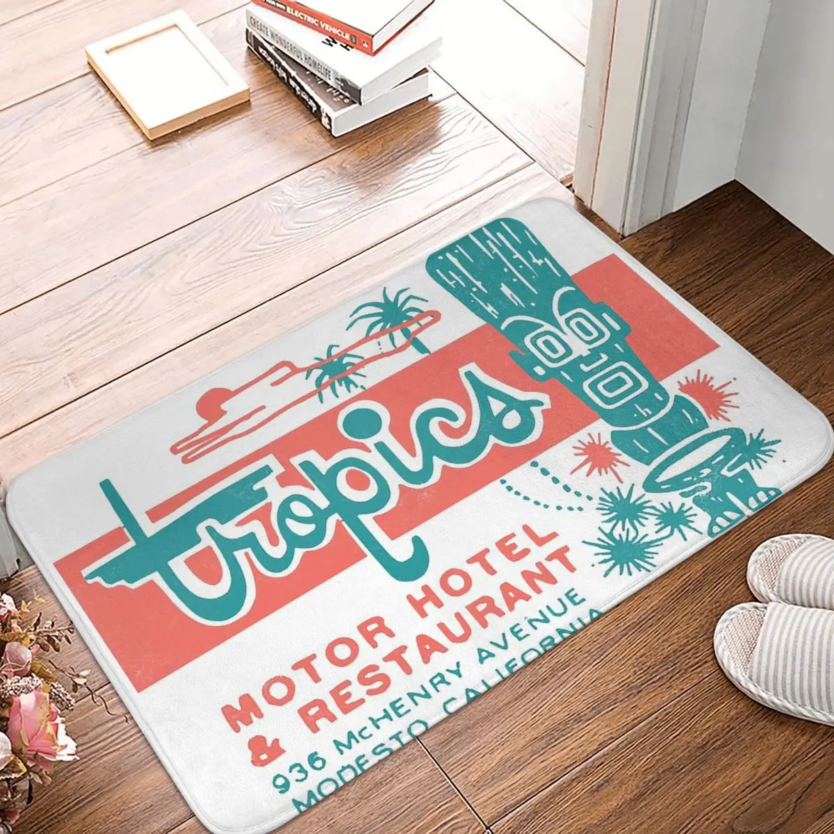 Tropics Motor Hotel 1950s Retro Matchbook Ar Non-slip Doormat Floor Mat Carpet Rug for Kitchen Entrance Home Balcony Footpad Mat