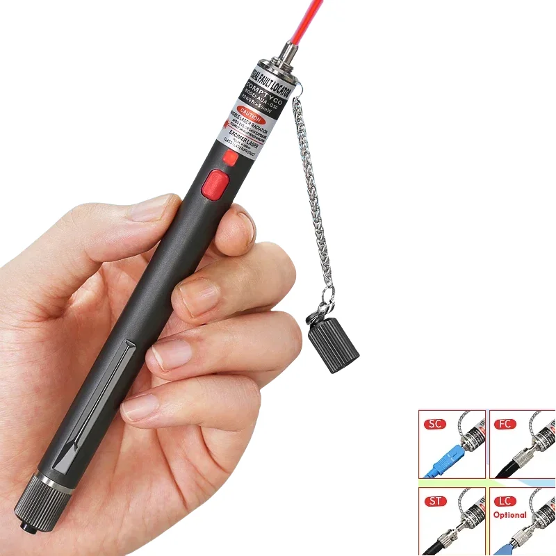 

FTTH Тестер оптоволокна Тип ручки Красный оптоволоконный светильник Визуальный локатор неисправностей Тестер оптического кабеля 5-50 МВт VFL