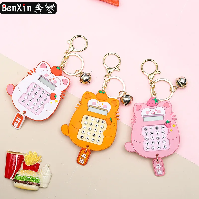 قلادة سلسلة مفاتيح آلة حاسبة القطط الجديدة من مينسو، سلسلة مفاتيح كرتونية، لعبة تعليمية متعددة الوظائف، هدية صغيرة للأعمال