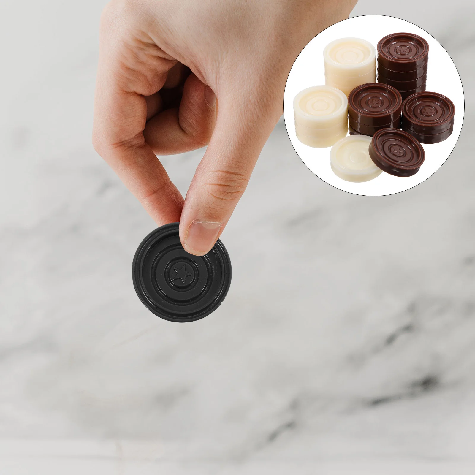 

24Pcs Checker Pieces for Board Games Stylish Plastic Game Pieces Compatible with Checkers Backgammon Chess Playing Game Chess