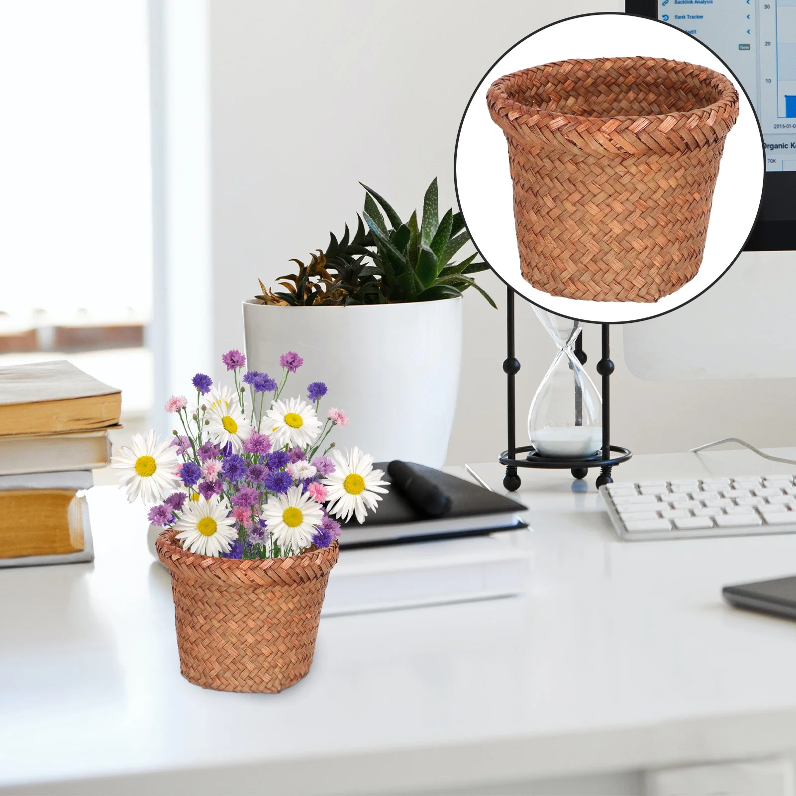 

Woven Storage Basket Trash Bucket Home Accessories Supplies Automotive Accessory Floor Can Household Waste