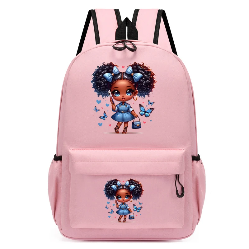 Mochila infantil de borboleta preta e azul para adolescente, bonito jardim de infância, mochila infantil, meninas viagem Bagpack