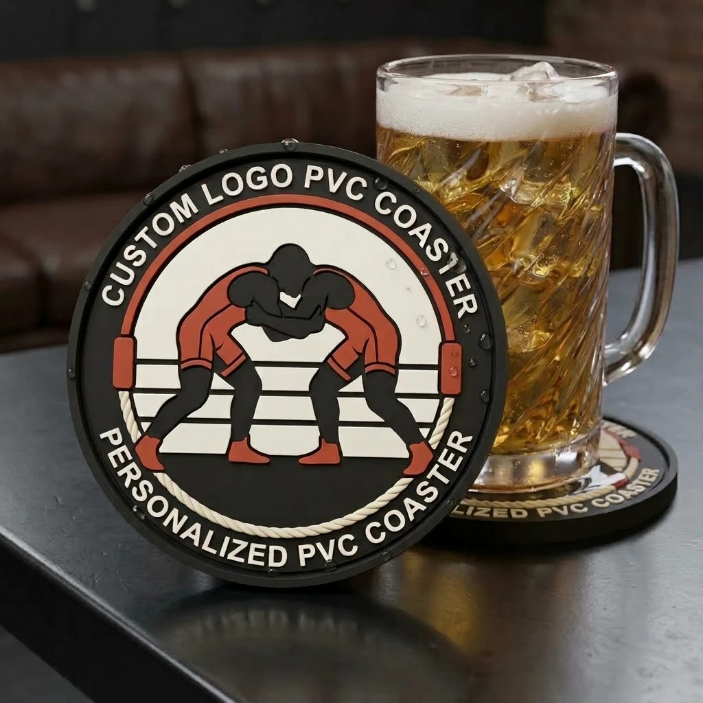 Personalized Printed Logo Round Silicone Rubber Coaster Waterproof PVC Tea Cup Mat Home Table Decor Gift