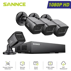 SANNCE 1080P CCTV System 4CH Video Surveillance Kit for Home 1080P-N DVR 4PCS 1280TVL 1080P Outdoor Security Camera 1TB
