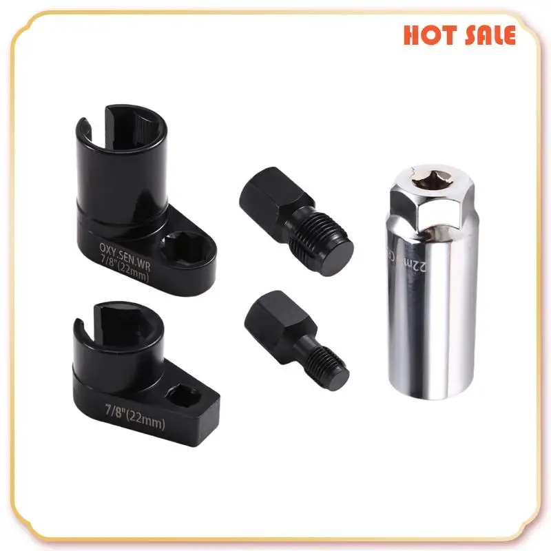

Car Oxygen Sensor Socket Offset Wrench Set 22MM Sockets 1/2" 3/8" Drives Thread Chaser Oxygen Sensor Removing Tool
