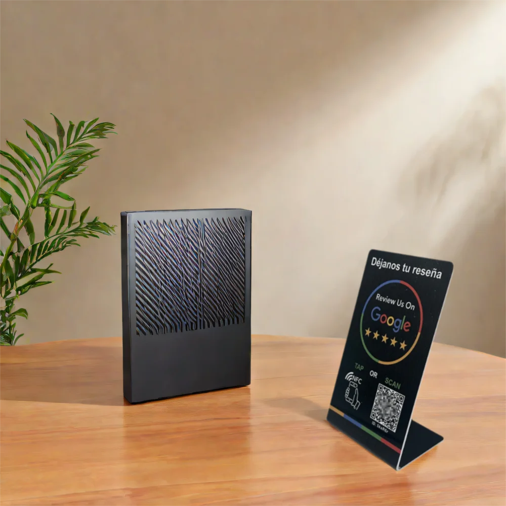 Nfc 215 programmable QR code Google Review Card NFC station table NFC Google Reviews display bending card standing brand bracket