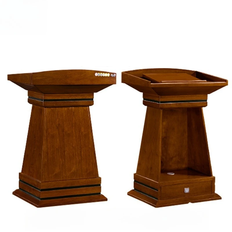 Paint walnut solid wood leather welcome room host speaking table