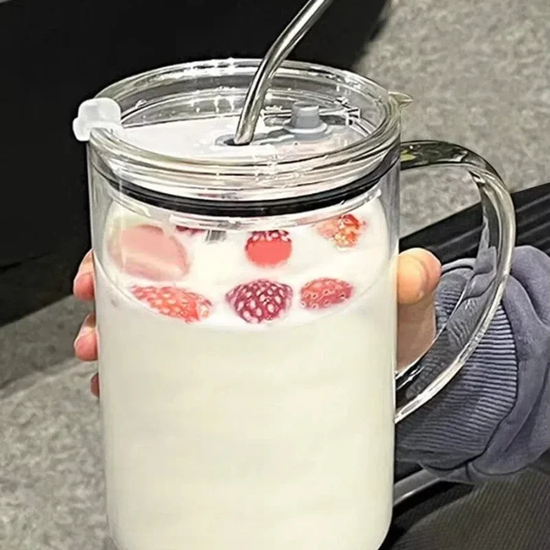 

1л стеклянный стакан для питья с крышкой и соломинкой, стеклянная кофейная чашка, прозрачная чашка, чашки для сока, мокко, стеклянная кружка, чашка для молочного сока