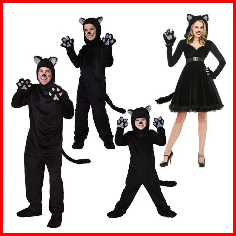 

2025 New loween Suit Cosplay Parent-Child Costume Bla Onesie Panda Animation Women's Ethnic Wear Stage Costume