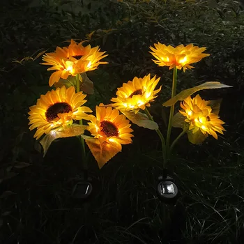 LED Solar Sunflowers Rose Flower Light Home Decorative Flower Lights Garden Decoration Lawn Lamp Waterproof Landscape Rose Light 1