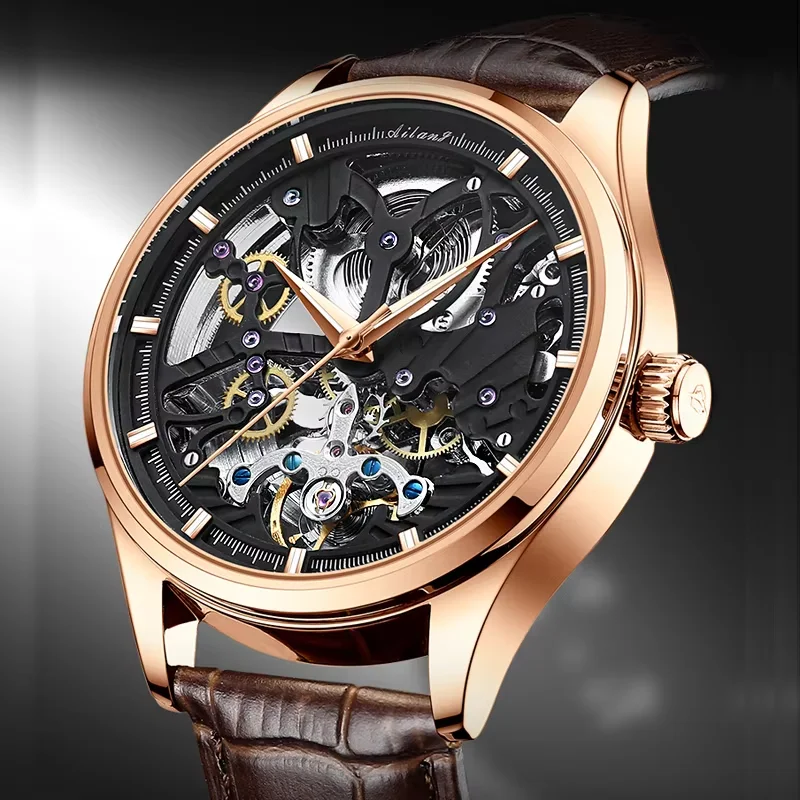 

Ailang New Pilot Series Men Watches Hollow Luxury Automatic Mechanical Watches Luminous waterproof Stainless Steel Strap Watch