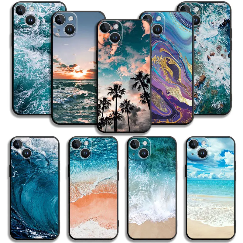 Cellular Phone Case For iPhone 15 14 13 12 11 Pro Max 6 6S 7 8 Plus X XS 12 13 Mini Soft Silicone Case Travel Mountain Sea Beach