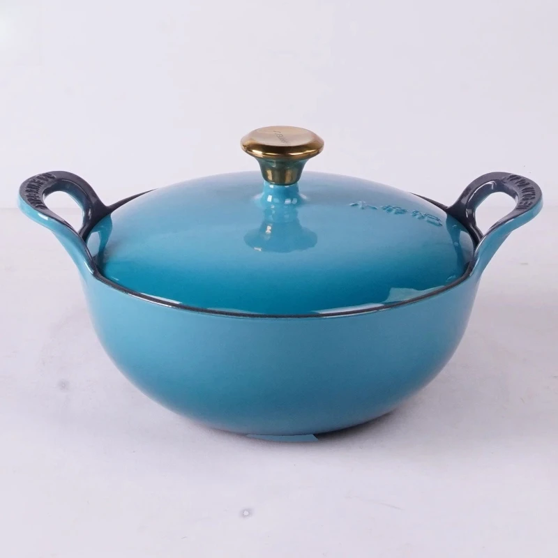 Enamel Pot,23CM Thickened Cast Iron Stew Pot,Household Enamel Braiser,Healthy Enamel Soup Cooking Pot,All Stoves Compatible