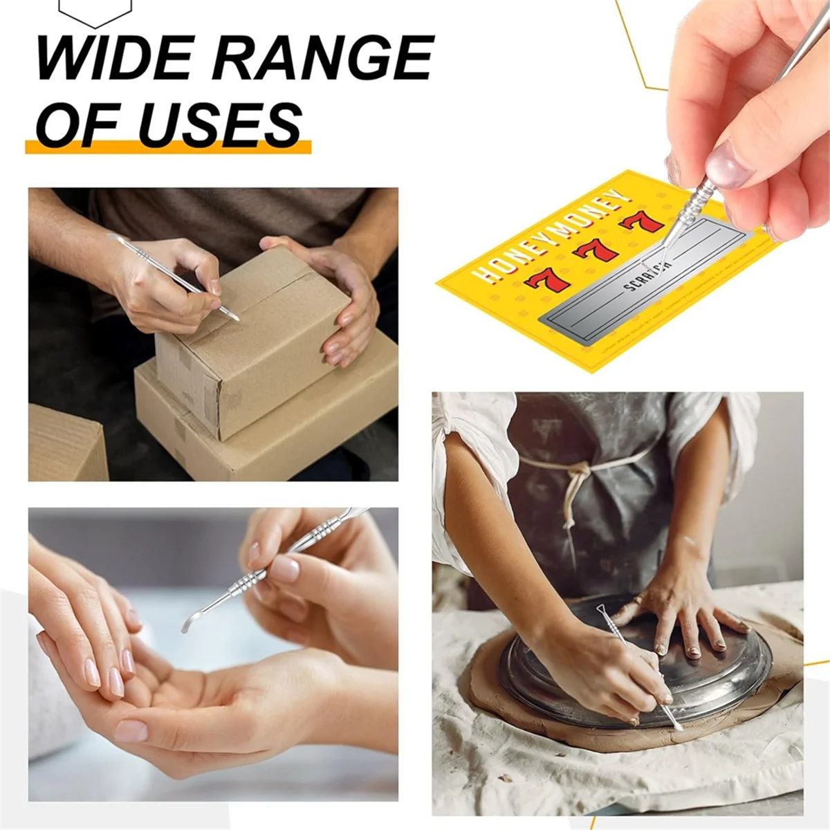 BOFOF 3 ชิ้นโลหะ Lottery Ticket Scratcher พร้อมกล่องเก็บสลาก Ticket Scratcher เครื่องมือลอตเตอรีผู้ถือตั๋วสําหรับผู้ใหญ่