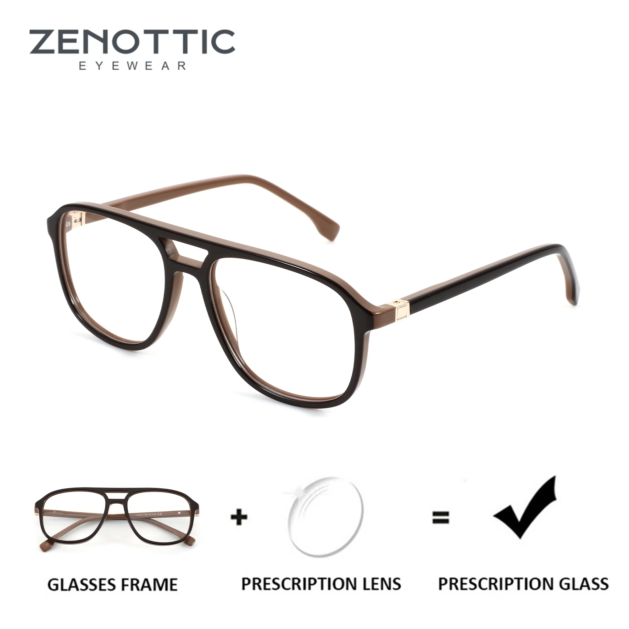 

ZENOTTIC (размер XL) очки Aviator по индивидуальному заказу для мужчин, стильные ацетатные прогрессивные/оптические линзы для близорукости с рецептом