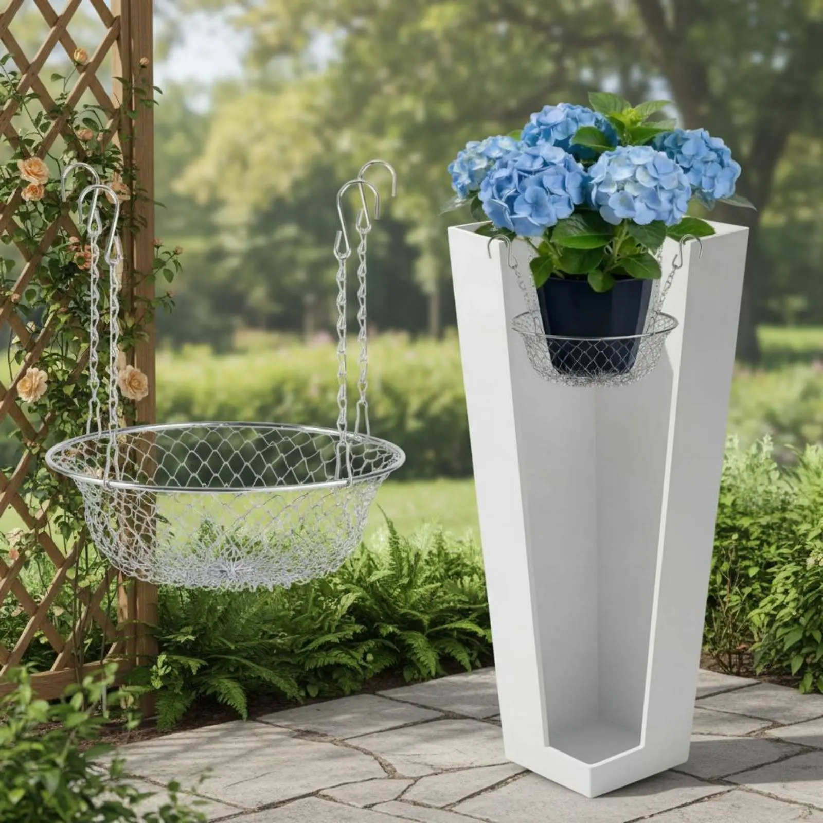 Adjustable Planter Liner Long-Lasting Drainage Basket Hanger Hanging Basket Insert Easy to Use Garden Supply Rust Resistant view 4