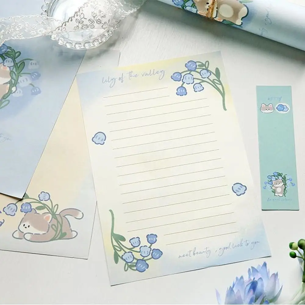 Invitation Card Flower Animal Envelopes Dog Cat Writable Letter Paper Sealing Stickers Cartoon Stationery Paper Letter Pads