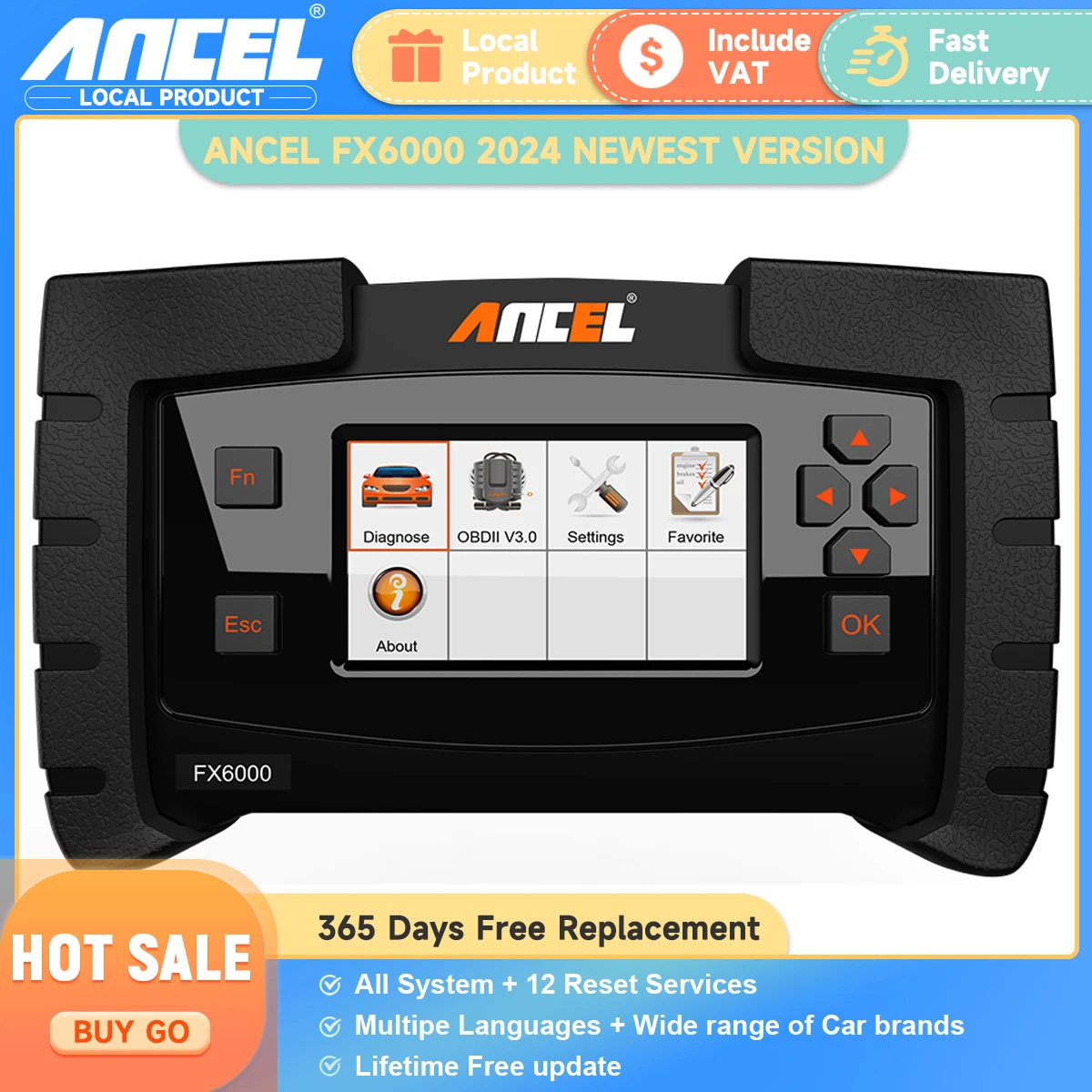 Ancel FX6000 OBD2 Car Diagnostic Scanner All System Scanner Automotive ABS EPB DPF Code Programming OBD Scanner Diagnostic Tool