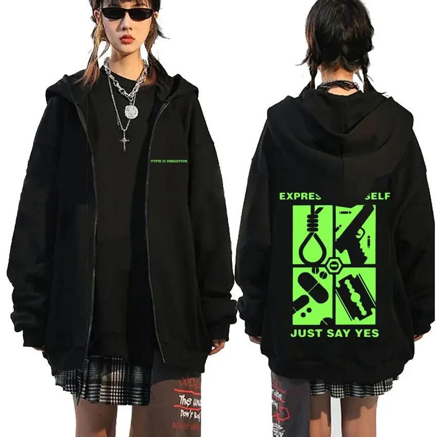 Rockband Typ o negativ in der Dämmerung ausgesetzt wesentliche Reiß verschluss Hoodie Jacke Männer Frauen lässig Vintage Reiß verschluss männliche